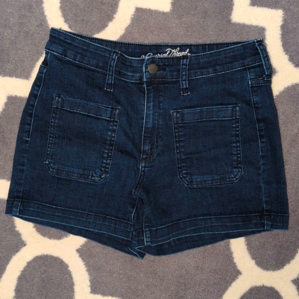Jean Shorts with Flat Front Pockets
